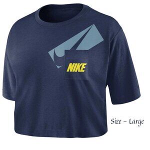 Nike Women's Logo Pocket Crop Top Navy Blue Large